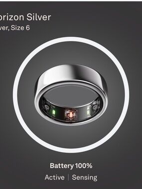 Oura Horizon Ring Gen 3 Size 6- Silver and Blue Accents